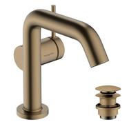 Hansgrohe 73320140 Tecturis S Single Lever Basin Mixer 110 Fine CoolStart EcoSmart+ with Push-Open Waste Set, Brushed Bronze, spout Height 110mm