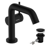 Hansgrohe 73323670 Tecturis S Single Lever Basin Mixer 110 Fine CoolStart EcoSmart+ with pop up-Waste Set, matt Black, spout Height 110mm