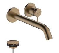 Hansgrohe 73351140 Tecturis S Single Lever Basin Mixer for Concealed Installation Wall-Mounted EcoSmart+ with spout 22,5 cm, Brushed Bronze, Discharge Length 22.5cm