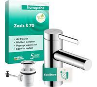 Single Hole Mixer Tap Hansgrohe Zesis S 70, CoolStart, pop-up waste-set Chrome 74710000
