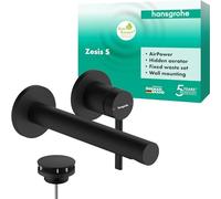 Wall Mounted Basin Tap Hansgrohe Zesis S Built-in, Spout 19,4 cm Black Mat 74750670