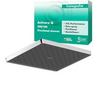 hansgrohe Activera Q - Head Shower, Rainfall Shower Head (290 x 180 mm), 1 Spray, for wall or Ceiling mounting, Anti-limescale, Chrome, 28737000