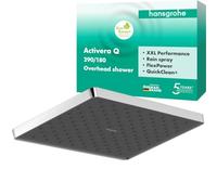 hansgrohe Activera Q - Water-Saving Head Shower (EcoSmart), Rainfall Shower Head (290 x 180 mm), 1 Spray, for wall or Ceiling mounting, Anti-limescale, Chrome, 28738000