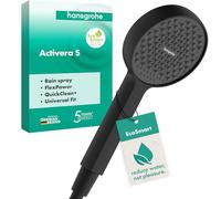 hansgrohe Activera S - Water-Saving Shower Head 8 l/min (EcoSmart), Hand Shower Round with 1 Spray, with Anti-limescale Function, matt Black, 28031670
