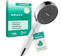 hansgrohe Activera S - Water-Saving Shower Head 8 l/min (EcoSmart), Hand Shower Round with 1 Spray, with Anti-limescale Function, Chrome, 28031000