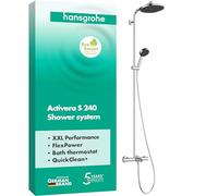 hansgrohe Activera S - Water-Saving Shower System (EcoSmart) with Bath Thermostat, Rainfall Shower Head (240 mm), Hand Shower (2 Sprays), Shower Hose, Shower Rail and Head Shower, Chrome, 28871000