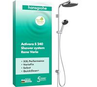 hansgrohe Activera S - Water-Saving Shower System (EcoSmart) with Diverter, Rainfall Shower Head (240 mm), Hand Shower (2 Sprays), Shower Hose, Shower Rail and Head Shower, Chrome, 28074000