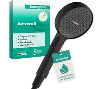 hansgrohe Activera Select S - Water-Saving Shower Head 8 l/min (EcoSmart), Hand Shower Round with 2 Sprays, with Anti-limescale Function, matt Black, 28033670