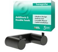 hansgrohe AddStoris S Modern Double Hook in Brushed Black Chrome, 41785340