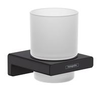 Toothbrush Holder Hansgrohe AddStoris in matt glass 91x81x94mm Black Mat