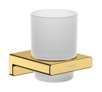 Toothbrush Holder Hansgrohe AddStoris in matt glass 91x81x94mm Polished Gold Optic