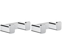 Hansgrohe AddStoris - Towel Hook Double, Towel Holder, Bathroom Accessory, Chrome, 41755000 (Pack of 2)