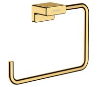 Hansgrohe Addstoris Wall-Mounted Towel Ring, Matt Brushed Gold Metal, Concealed Fixings
