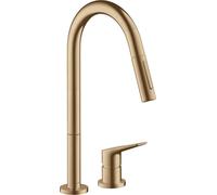 Hansgrohe Axor Citterio M DN 15 2-hole single-lever kitchen mixer 220 with pull-out spray; color: Brushed bronze