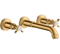 hansgrohe Axor Montreux 3-hole concealed wash basin mixer, wall mounted, Colour: Brushed Brass