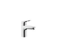 hansgrohe Focus - bathroom tap with pop-up waste set, bathroom sink tap with spout height 94 mm, basin mixer tap water-saving (EcoSmart), chrome, 31607000