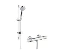 hansgrohe Croma 100 Shower system Vario EcoSmart 9 l/min with Ecostat Comfort thermostatic mixer and shower rail 65 cm