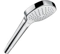 hansgrohe Croma Select E - shower head, hand shower square (110 x 110 mm) with 3 sprays, with anti-limescale function, white/chrome, 26812400