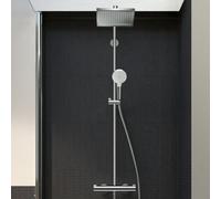 hansgrohe Crometta E Shower System with Thermostat, Rainfall Showerhead (240 x 240 mm), Hand Shower, Chrome, 27281000