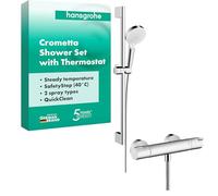 hansgrohe Ecostat - Exposed thermostatic shower mixer with Crometta 100 1jet hand shower chrome / white
