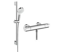 hansgrohe Ecostat - Exposed thermostatic shower mixer with Crometta 100 1jet hand shower chrome / white