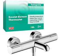 hansgrohe Ecostat Element - Bath Thermostat Exposed, Thermostatic Bath Mixer with Safety Stop at 40 °C, Thermostat for Bath tubs, Mixer tap for 2 Functions, Chrome, 13347000