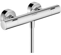 hansgrohe Ecostat Fine - Shower Thermostat Exposed with Temperature Limiter, Thermostatic Shower Mixer with Safety Stop at 40 °C, Thermostat for Showers, Mixer tap for 1 Function, Chrome, 13323000