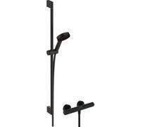 Shower Set Hansgrohe Pulsify Select S 105, 3 sprays, EcoSmart, thermostatic mixer Ecostat Fine, shower rail 90 cm Black Mat 24261670