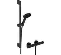 Hansgrohe Ecostat Fine Thermostatic Exposed Mixer Shower Handset & Riser Black