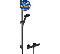 Hansgrohe Ecostat Fine Thermostatic Exposed Mixer Shower Handset & Riser Black