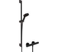 Shower Set Hansgrohe Pulsify Select S 105, 3 sprays, EcoSmart, thermostatic mixer Ecostat Fine, shower rail 90 cm Black Mat 24261670