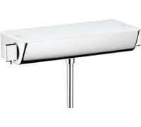 hansgrohe Ecostat Select - shower thermostat exposed with EcoStop, thermostatic shower mixer with safety stop at 40 °C, thermostat for showers, mixer tap for 1 function, white/chrome, 13161400