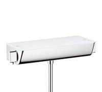 hansgrohe Ecostat Select - shower thermostat exposed with EcoStop, thermostatic shower mixer with safety stop at 40 °C, thermostat for showers, mixer tap for 1 function, white/chrome, 13161400