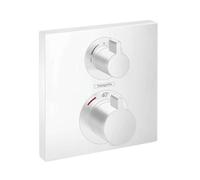 hansgrohe Ecostat Square - Thermostat Concealed, Thermostatic Mixer with Safety Stop at 40 °C, Thermostat Square, Mixer tap for 2 Functions, matt White, 15714700