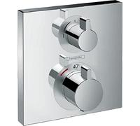 hansgrohe Ecostat Square - Thermostat conceiled, Bathroom tap with Safety Stop at 40 °C, Thermostat Square, Mixer tap for 2 Functions, Chrome, 15714000