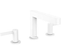 hansgrohe Finoris 3-hole basin mixer 110 with push-open waste set, matt white, 76033700