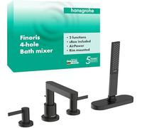 hansgrohe Finoris 76444340 4-Hole Bathtub Fitting for 2 Consumers Single Lever Mixer Tap Brushed Black Chrome