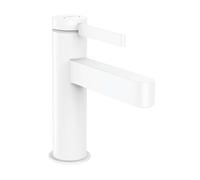 hansgrohe Finoris Basin Mixer Tap 100 with push-open waste set, matt white, 76010700