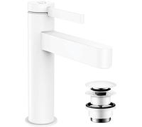 hansgrohe Finoris Basin Mixer Tap 110 Energy-Saving with push-open waste set, matt white, 76024700