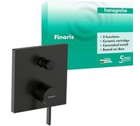 hansgrohe Finoris - Bath tap Concealed for 2 Functions, Bath Mixer tap for iBox Universal, Brushed Black Chrome, 76415340