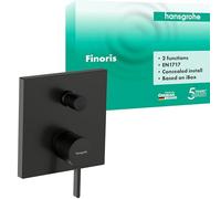 hansgrohe Finoris - Bath tap Concealed for 2 Functions with backflow Prevention, Bath Mixer tap, Brushed Black Chrome, 76416340