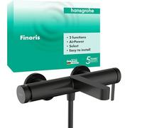 hansgrohe Finoris - Bath tap Exposed for 2 Functions, Bath Mixer tap with spout Length 19,4 cm, Brushed Black Chrome, 76420340