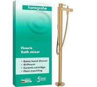 hansgrohe Finoris - Bath tap Floor-Standing for 2 Functions with Shower Hose 1.25m and showerhead (2 Sprays), Bath Mixer tap, Brushed Bronze, 76445140