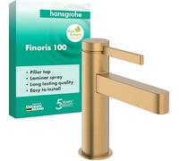 hansgrohe Finoris - Bathroom tap for Cold Water Without Waste, Pillar tap with spout Height 92 mm, Basin Mixer Water-Saving (EcoSmart), Brushed Bronze, 76013140