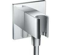 hansgrohe Fixfit hand shower holder, wall outlet hose connection, square, chrome