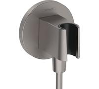 Hansgrohe FixFit S Wall Outlet with Shower Holder, Brushed Black Chrome, 26888340