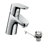 hansgrohe Focus basin mixer tap 70 with pop up waste, chrome