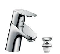 Hansgrohe Basin Mixer Tap Focus Chrome Single-Lever with Push-Open Drain Plug