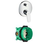 hansgrohe Focus bath and shower mixer for 2 outlets, chrome and basic set bundle