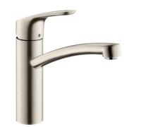 hansgrohe Focus kitchen tap 160 mm high with 360° swivel spout, stainless steel optic 31806800
